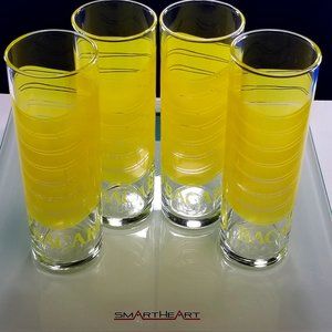 Bacardi Limon Rum Tom Collins Logo Retro Cocktail Glasses 1980s